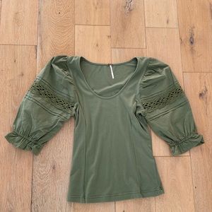 Free People Sage Crochet Puff Sleeve Top